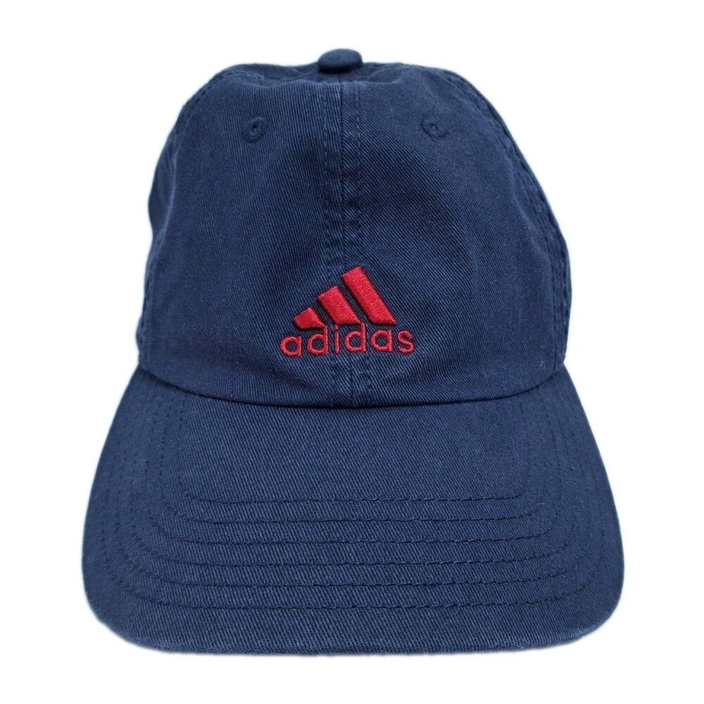Adidas Hat Cap Mens StrapBack Blue Red Logo Sports Aeroready Run Gym Trefoil
